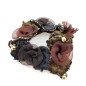 Elastique chouchou cheveux ou bracelet perle fleur - marron foncé