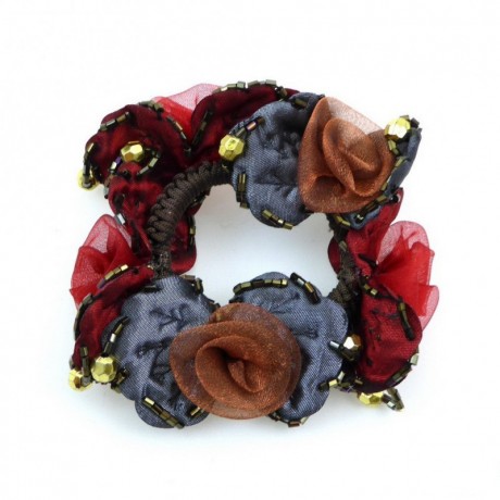 Elastique chouchou cheveux ou bracelet perle fleur - multicolore