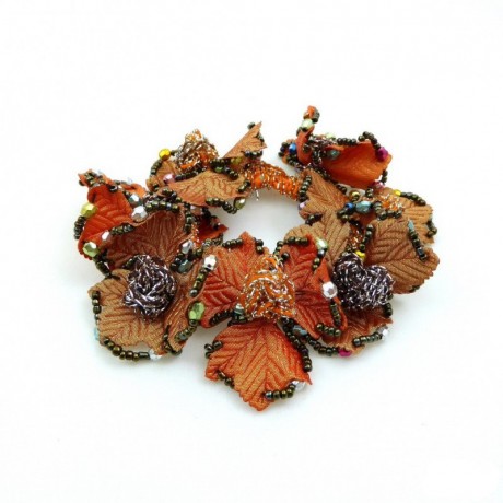 Elastique chouchou cheveux ou bracelet perle fleur - orange