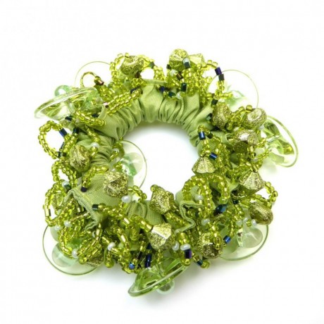 Elastique chouchou cheveux ou bracelet perle - vert