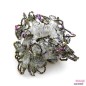 Elastique chouchou cheveux tissu perles brodées - gris argent