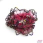 Elastique chouchou cheveux tissu perles brodées - rouge