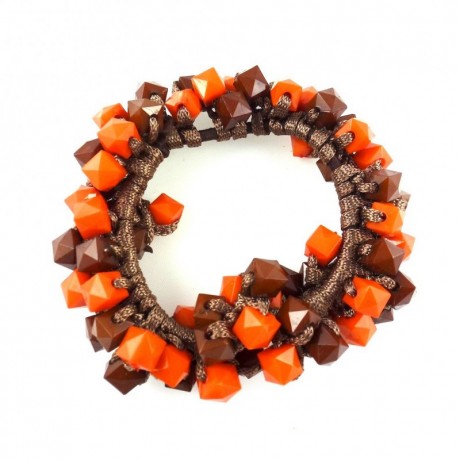 Elastique cheveux ou bracelet perles- orange marron