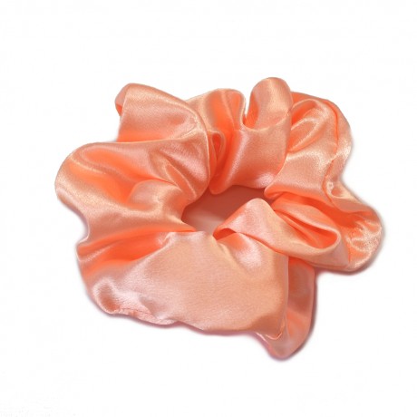 Gros chouchou élastique cheveux satin - saumon clair