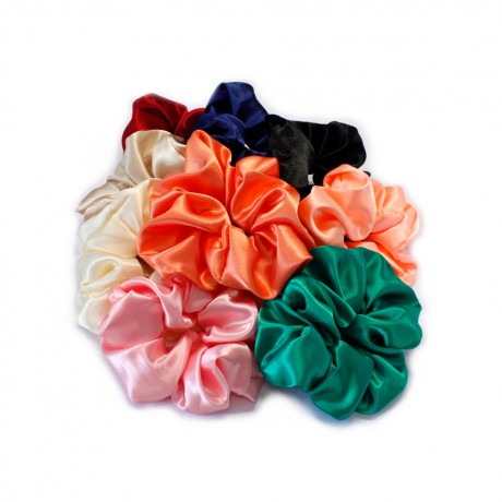 Gros chouchou élastique cheveux satin - saumon clair