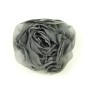 Fleur en tissu synthétique gris avec bord pailleté, diamètre 7cm