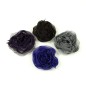 Fleur en tissu synthétique gris avec bord pailleté, diamètre 7cm