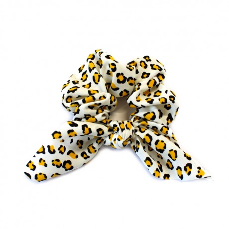 Gros chouchou élastique cheveux à pan leopard - jaune