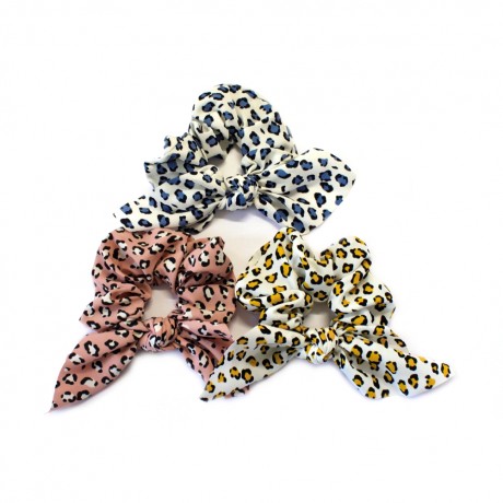 Gros chouchou élastique cheveux à pan leopard - jaune