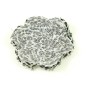 Grosse fleur plate blanc/noir en tissu synthétique 7.5cm