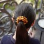 Bracelet ou élastique cheveux perles - marron jaune