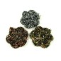 Grosse fleur plate blanc/noir en tissu synthétique 7.5cm
