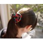 Elastique cheveux / chouchou en tissu imprimé coeur - noir