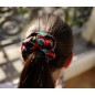Elastique cheveux / chouchou en tissu imprimé coeur - noir