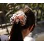 Elastique chouchou cheveux tissu et perles - rose