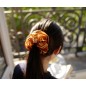 Elastique chouchou cheveux en tissu mousseline marron zébré