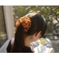 Elastique chouchou cheveux en tissu mousseline marron zébré