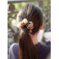 Elastique chouchou cheveux ou bracelet perle fleur - beige