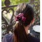 Elastique chouchou cheveux ou bracelet perle fleur - prune