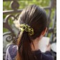 Elastique chouchou cheveux ou bracelet perle fleur - vert