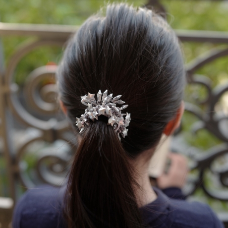 Elastique cheveux perles étoile ou bracelet - argent