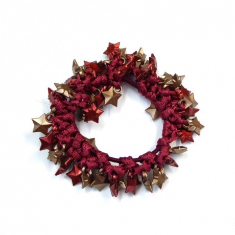 Elastique cheveux perles étoile ou bracelet - rouge doré