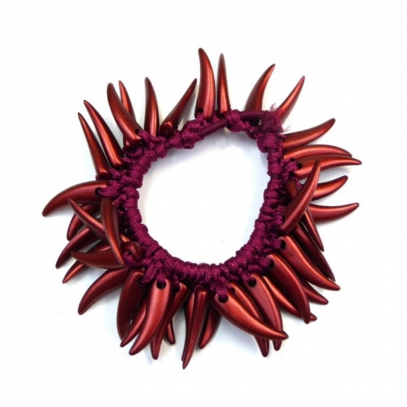 Elastique cheveux ou bracelet perles pointues - rouge