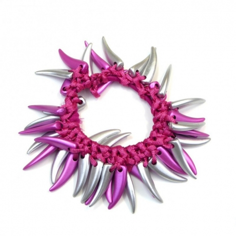 Elastique cheveux ou bracelet perles pointues - rose argent