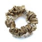 Double élastique chouchou cheveux tissu et perles - beige crème