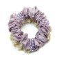 Double élastique chouchou cheveux tissu et perles - mauve beige