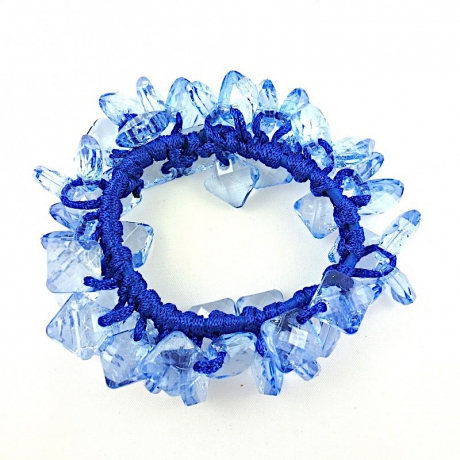 Elastique cheveux ou bracelet perles transparente - bleu