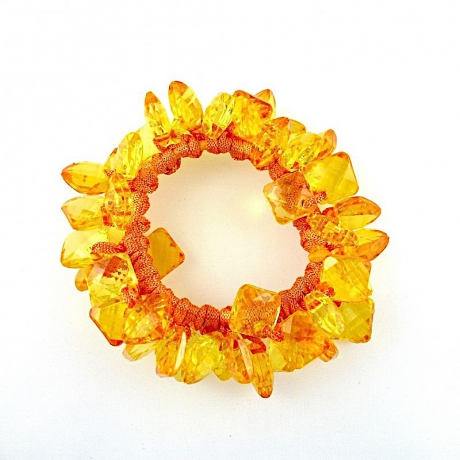 Elastique cheveux ou bracelet perles transparente - orange