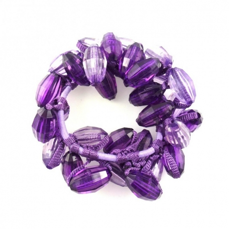 Elastique cheveux ou bracelet perles ovale transparente - violet