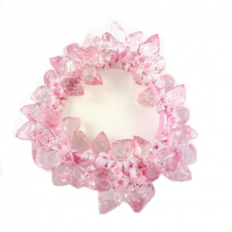 Elastique cheveux ou bracelet perles transparentes - rose
