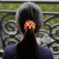 Elastique cheveux ou bracelet perles ovale transparente - orange