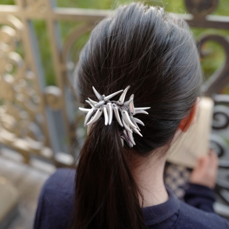 Elastique cheveux ou bracelet perles pointues - argent