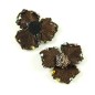 Lot de 2 fleurs en tissu et perles fait main 4.5cm marron