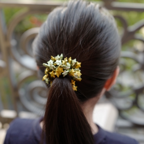 Elastique cheveux perles étoile ou bracelet - vert