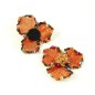 Lot de 2 fleurs en tissu et perles fait main 4.5cm orange