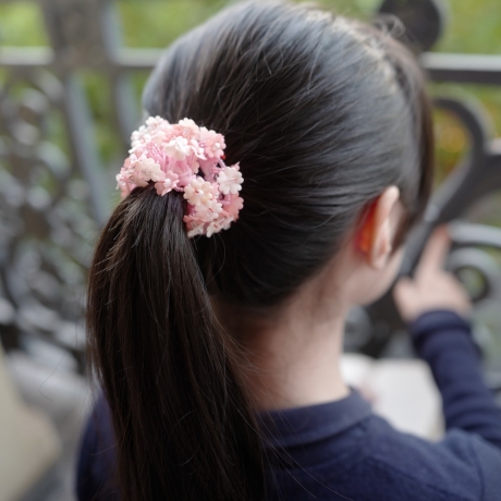 Elastique chouchou cheveux ou bracelet perle fleur - rose