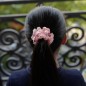 Elastique chouchou cheveux ou bracelet perle fleur - rose