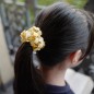 Elastique chouchou cheveux ou bracelet perle fleur - jaune