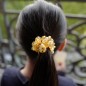 Elastique cheveux perles ovale transparente irisé - jaune
