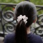 Elastique cheveux perles carré transparente - blanc rose