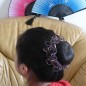 Elastique chouchou cheveux tissu perles brodées - mauve
