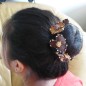 Elastique chouchou cheveux ou bracelet perle fleur - marron