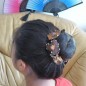Elastique chouchou cheveux ou bracelet perle fleur - marron