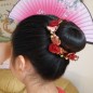 Elastique chouchou cheveux ou bracelet perle fleur - rouge
