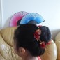 Elastique chouchou cheveux ou bracelet perle fleur - rouge