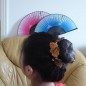 Elastique chouchou cheveux ou bracelet perle fleur - marron